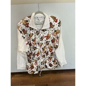 Windbreaker Lavon Holiday Christmas Lined Pocketed design Nylon sz Large